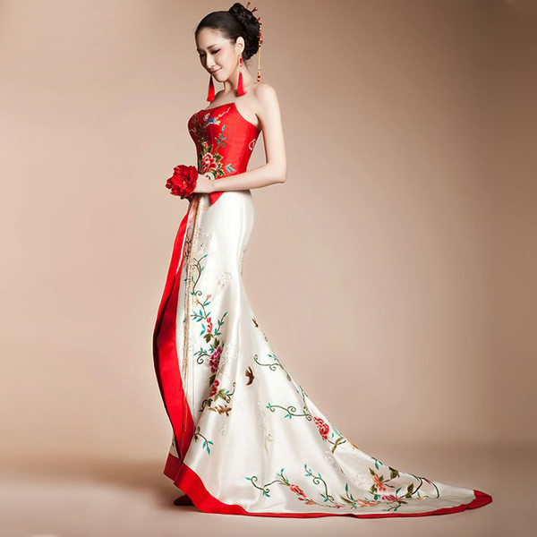 asian-inspired-red-and-white-floral-birds-embroidered-long-halter-bridal-wedding-bridal-dress